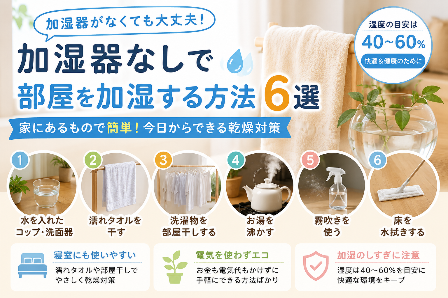 加湿器なしでできる乾燥対策6選