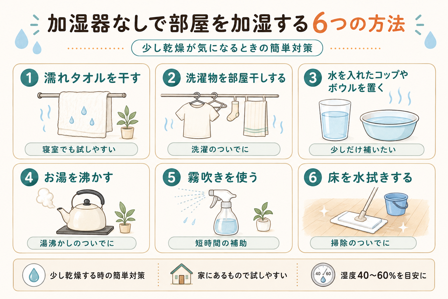 加湿器なしで部屋を加湿する6つの方法