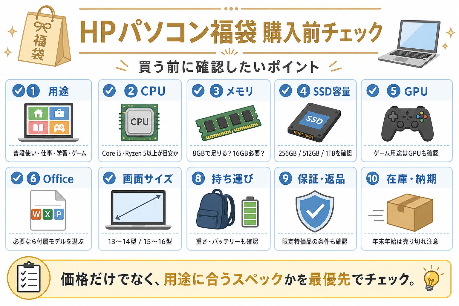 HPパソコン福袋購入前チェック