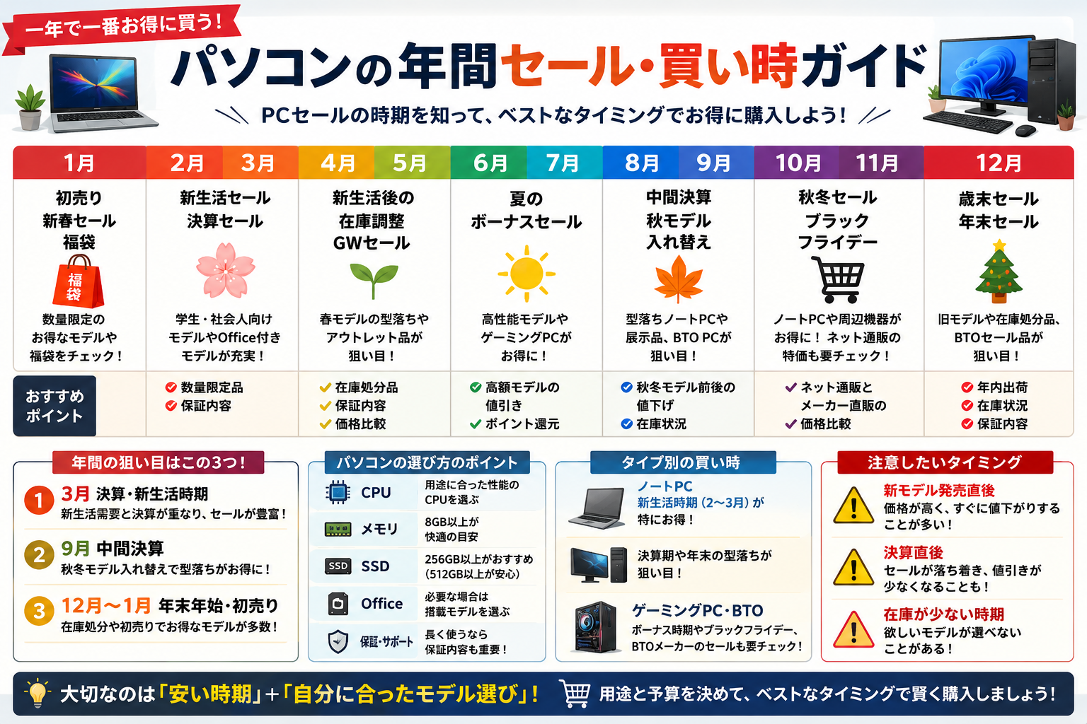 パソコンの年間セール・買い時ガイド