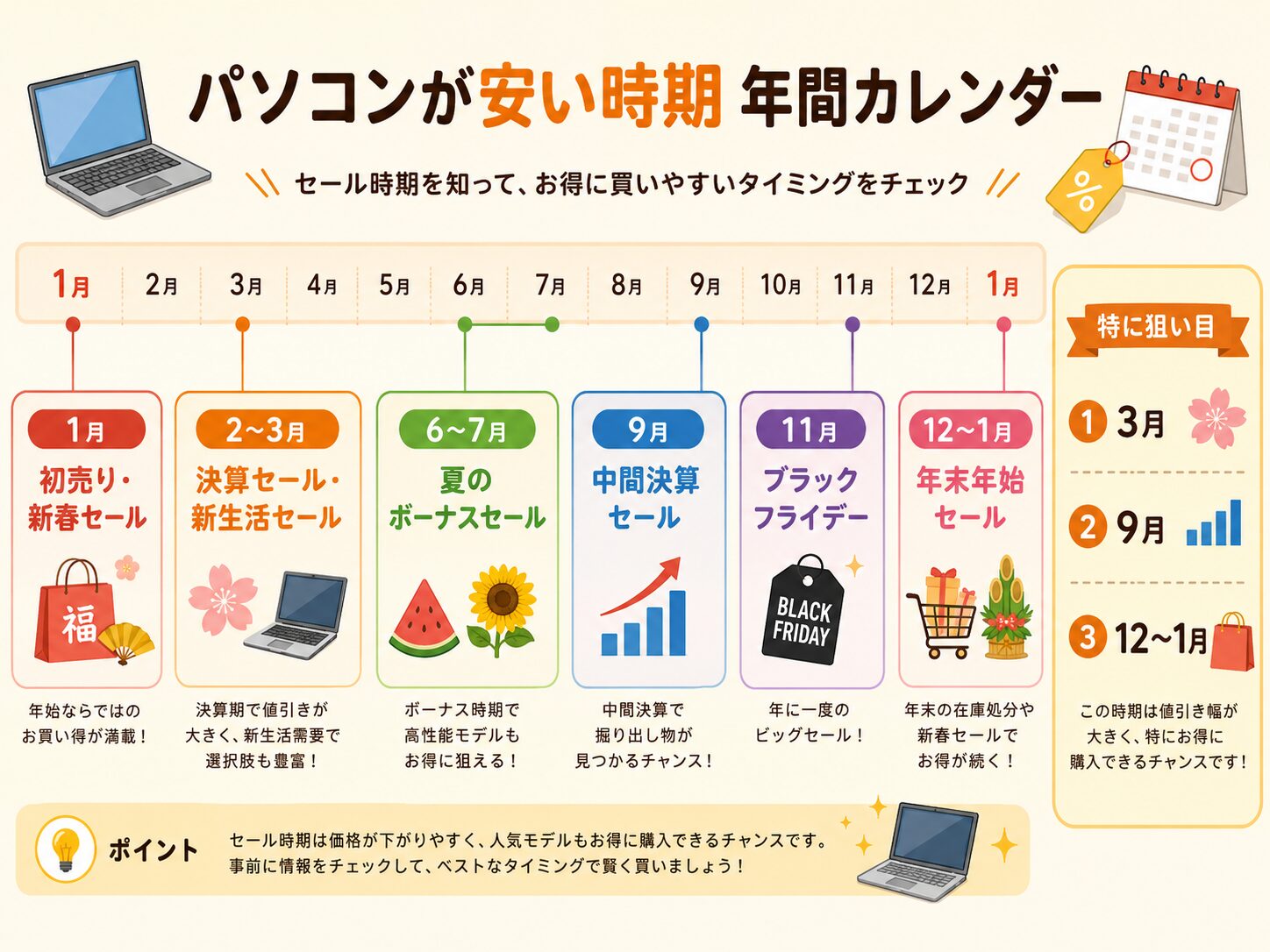 パソコン購入お得カレンダー