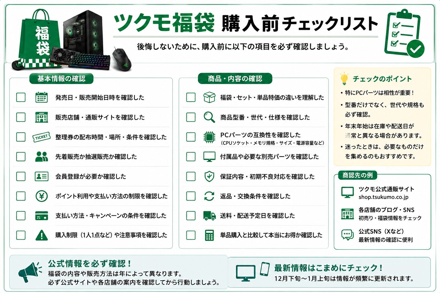 ツクモ福袋購入前チェック