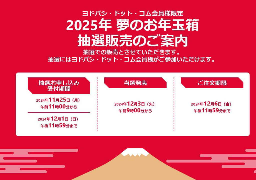 ヨドバシカメラ福袋2025はいつから予約開始？｜発売日や再抽選について！