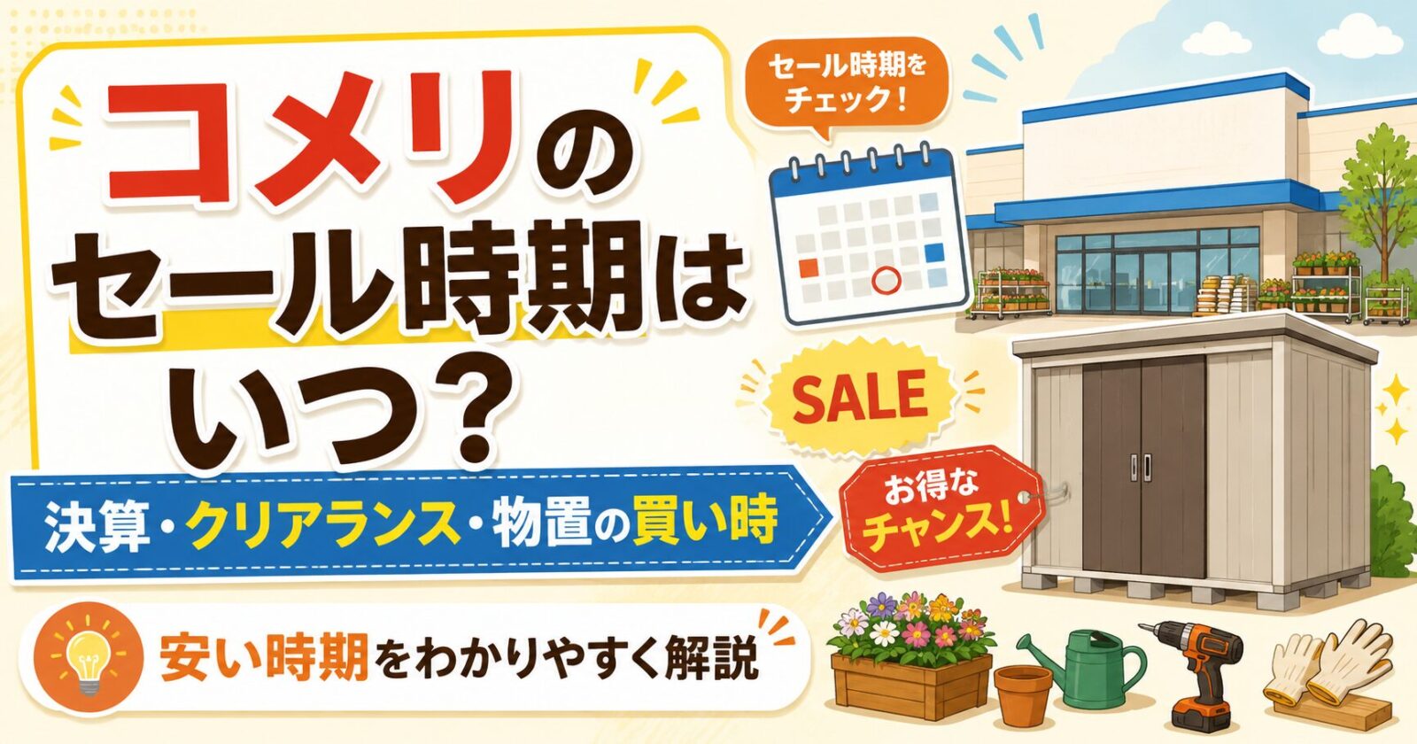 コメリの物置セール時期はいつ？