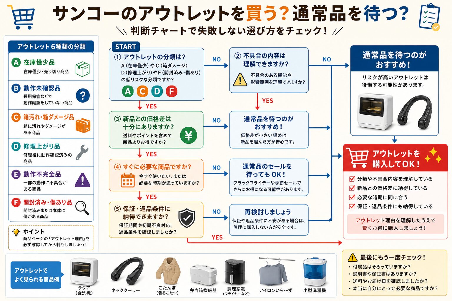 サンコーアウトレットを買う?通常品を待つ?判断チャート