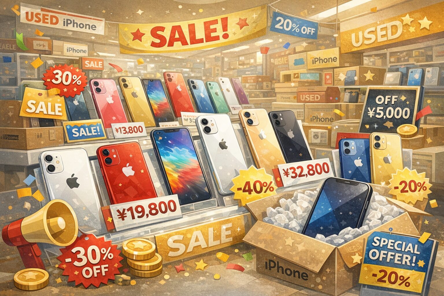 中古iPhoneのセール店内